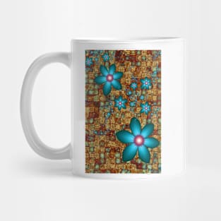 Turquoise Fractal Flowers Mug